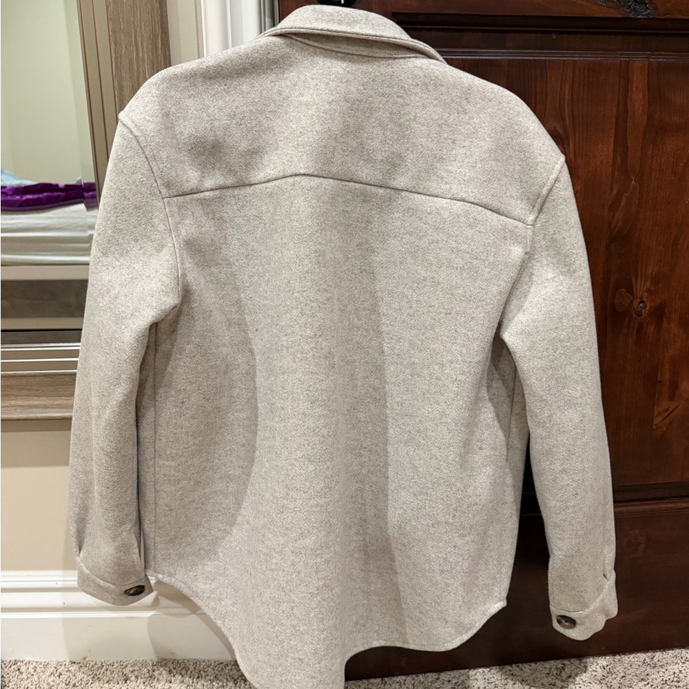Light Gray Button-Up Shacket Jacket - Picture 2 of 2
